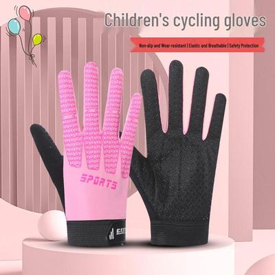 Kids' All-Season Windproof Sunscreen Breathable Non-Slip Full-Finger Gloves for Cycling & Skating