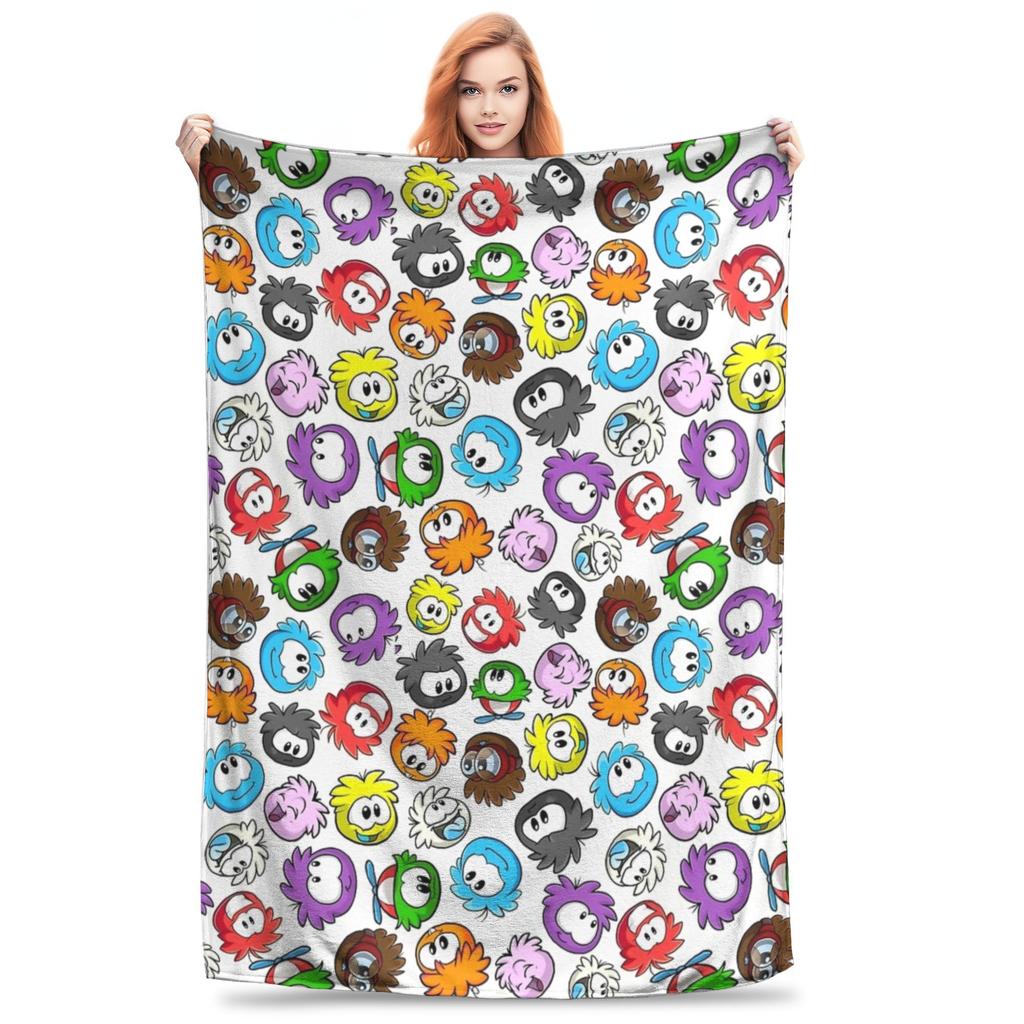 Club Penguin Puffles Pattern  Blanket  Flannel Awesome Soft Throw Blanket for Coverlet All Season,