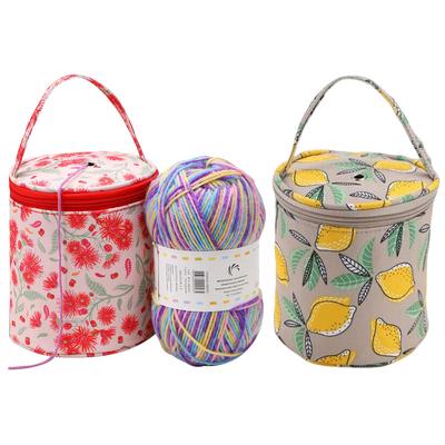 Floral Pattern Wool Storage Bag Zipper Crochet Hooks Organization Package with Handle Strap for Knitting Needles Sewing Tools