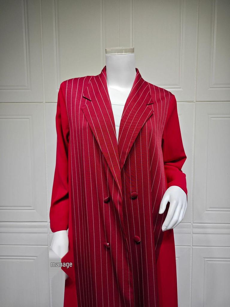 MQ182 Bescheidene Sommer Damen Farbblock Streifen Vielseitige Lange Abaya Robe