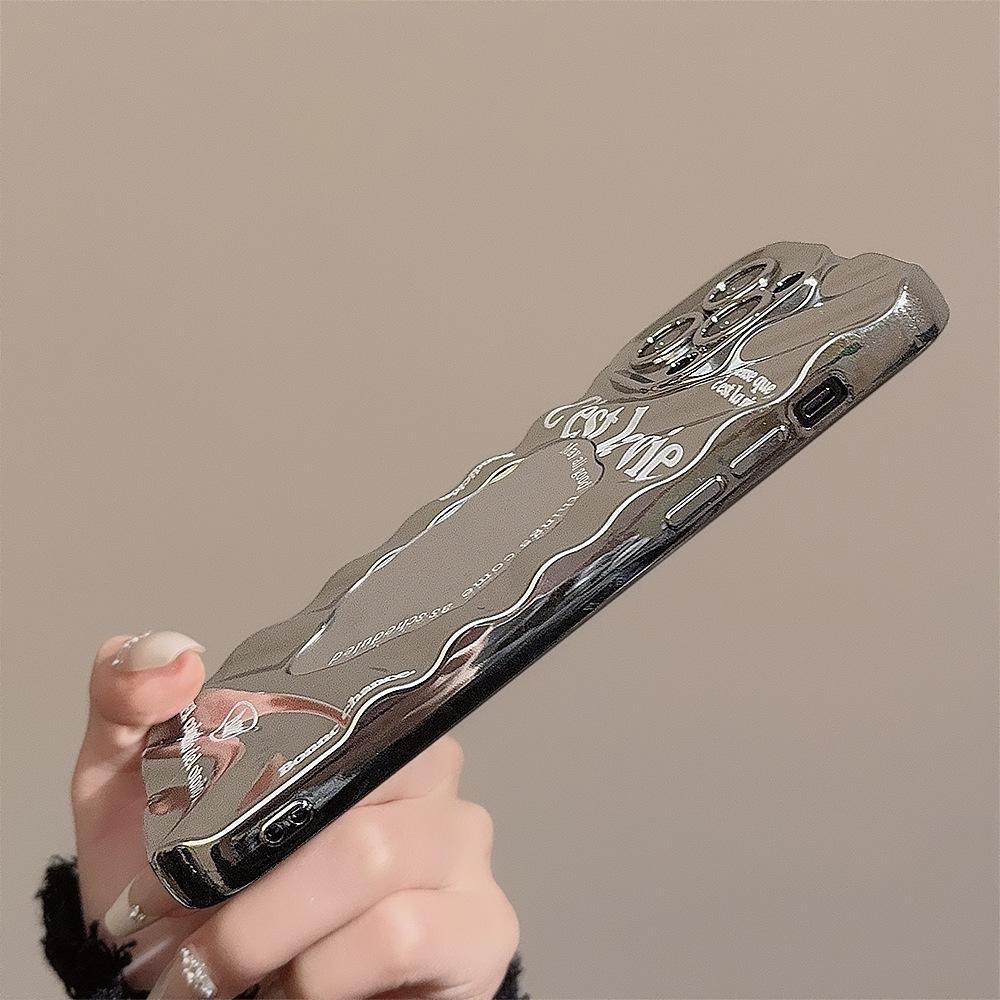 Coque de téléphone miroir pour iPhone 16 11 13 14 pour 16 Pro 12 13 15 16 Pro Max pour Samsung A15 A16 A35 A55 Coque de téléphone électroplaquée mignonne nuage fleur chiot