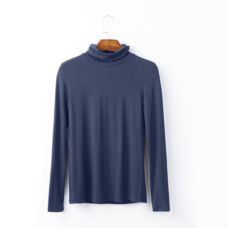 Podzim Zima Nové Dámské Tričko s Dlouhým Rukávem Jednobarevné Rolák Modální Velká Velikost Spodní Prádlo Dámské Topy