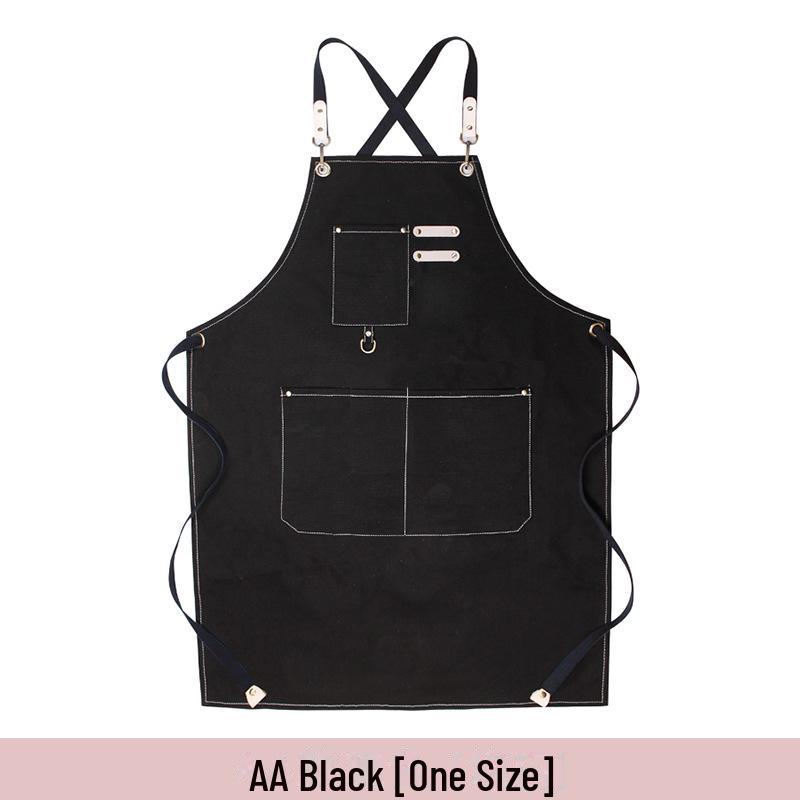 Custom Logo Floral Canvas Apron for Milk Tea, Baking, Kitchen, and Barber Use - Thickened for Men and Women