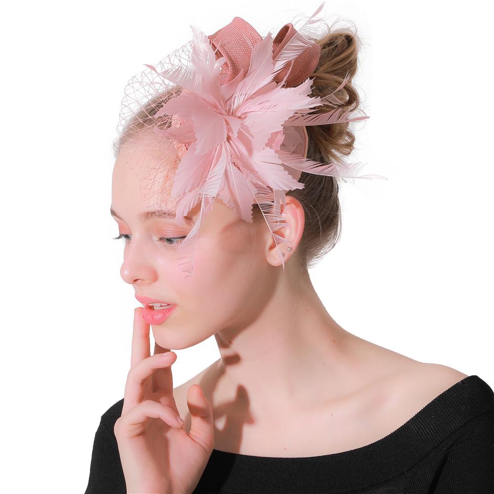 Europe And The United States New Feather Hairpin Bridal Hair Accessories Banquet Party Performance Hemp Hat Ball Headdress