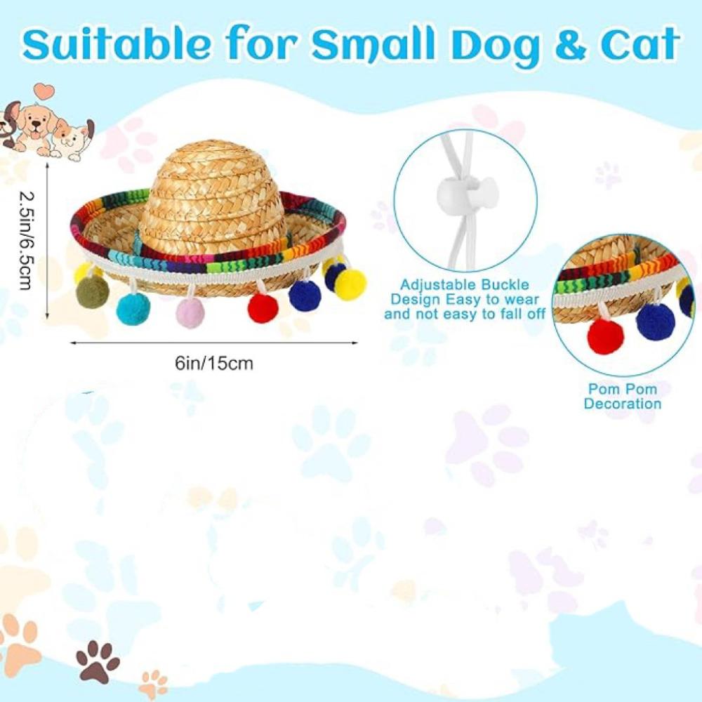Pet hat triangle towel set cat hairball straw hat hairball saliva towel 2-piece set striped color triangle towel