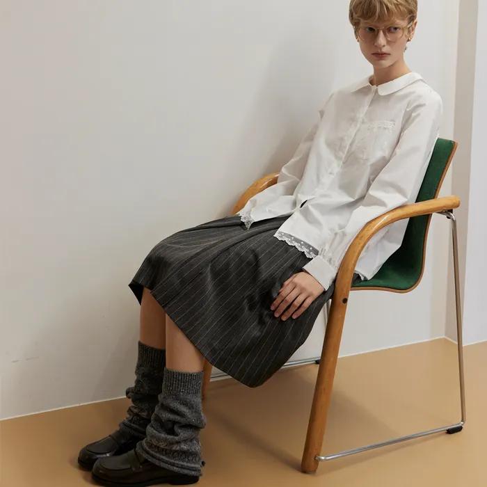 WOOL SILK BLENDED LEG WARMER_DARK GREY