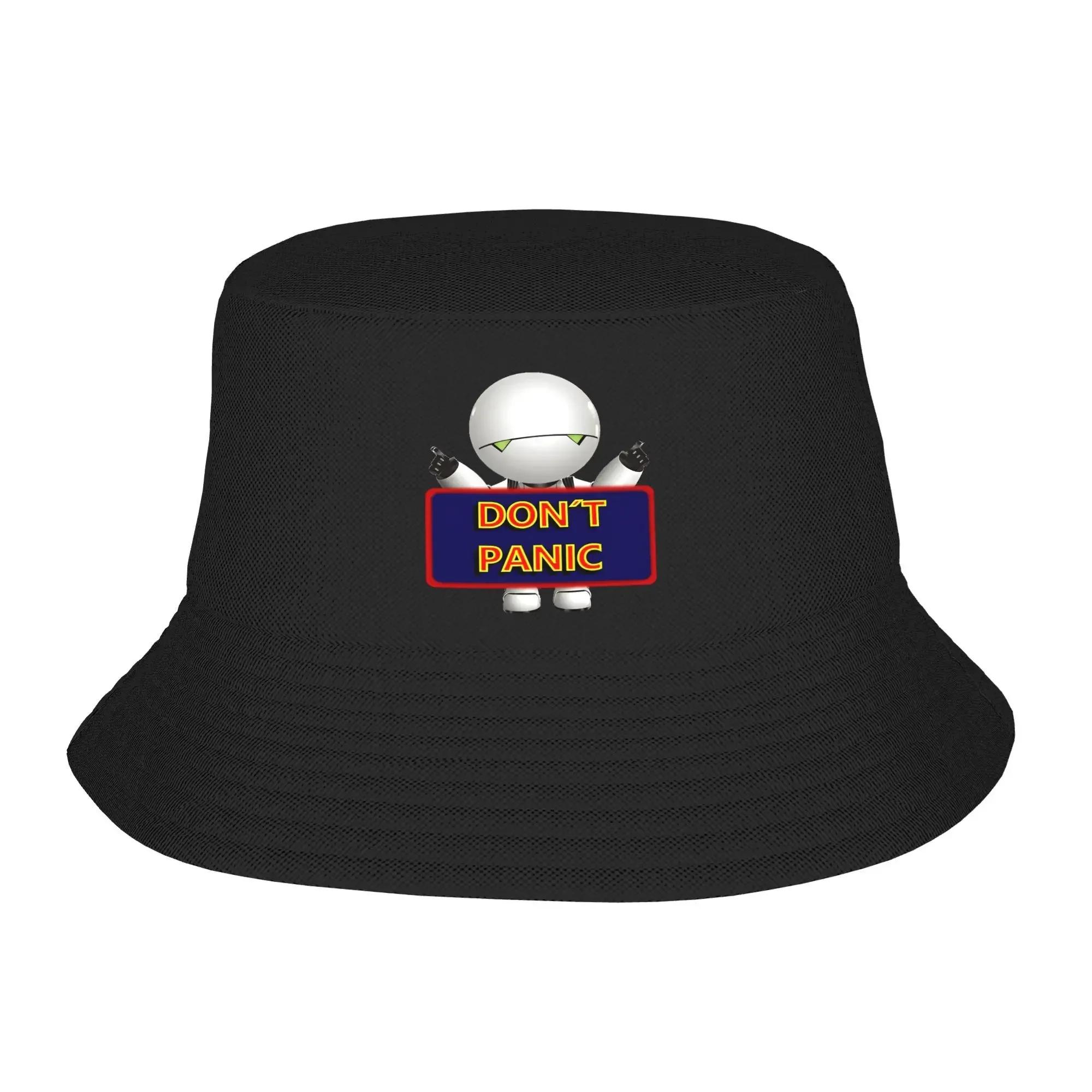 

2025 New HatHitchhikers Guide to the Galaxy Bucket Hat For Couple Robot Fisherman Hats Casual Caps Personality Street Style Vis One Size