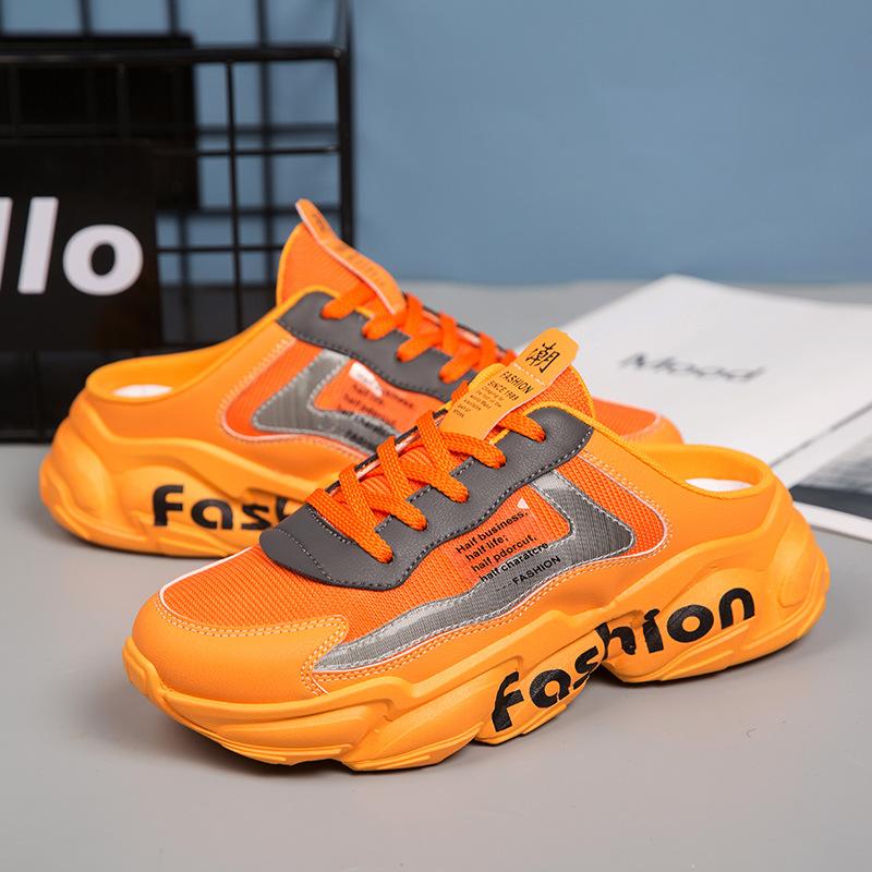 

Half slippers wear casual beach shoes with one foot outside, men s new summer breathable trend without heel, lazy bag head drag 39