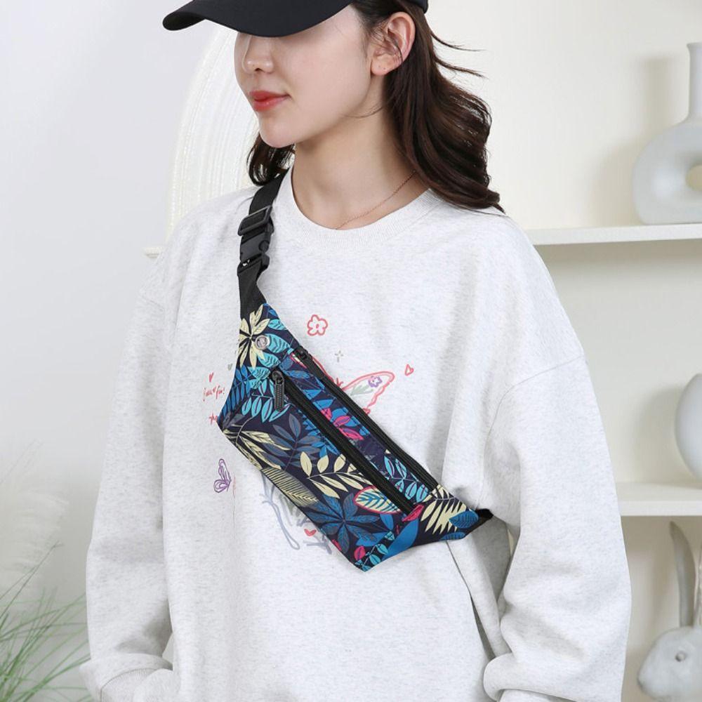 Practical Wear-resistant Running Waist Bag 3 Layers Lightsome Fanny Pack Nylon Headphone Cable Hole Crossbody Bag Outdoor