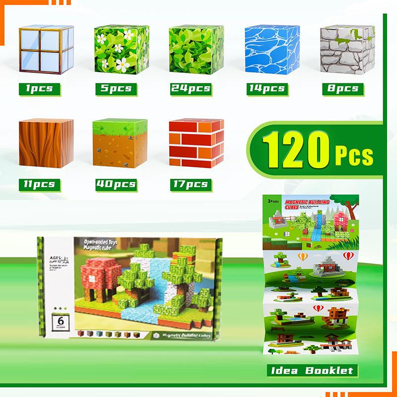 Pink Princess Castle Magnetic Cube Building Blocks - STEM Educational Toy Set