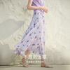 Irregular floral pleated skirt