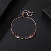 Multicolor Crystal Round Stone Rainbow Zircon Bracelets for Women Vintage Rose Gold Color Chains Bracelet Wedding Jewelry Gifts