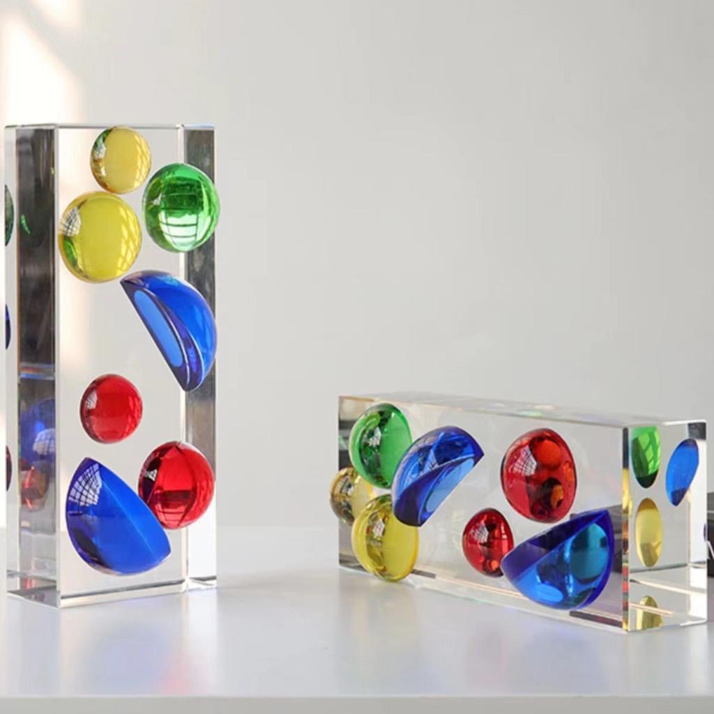 Glass Craft Transparent Geometric Color Sphere Half Round Crystal Ball Colored Crystal Ornament Home Decoration Accessories