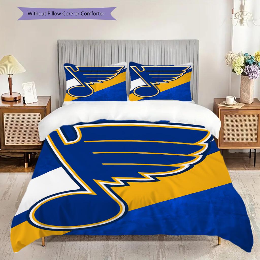 St. Louis Blues Pattern Bedding Quilt Set Quilt Cover Pillowcase Home Decoration Birthday Gift (1 * duvet cover + 2 * pillowcase, without core)