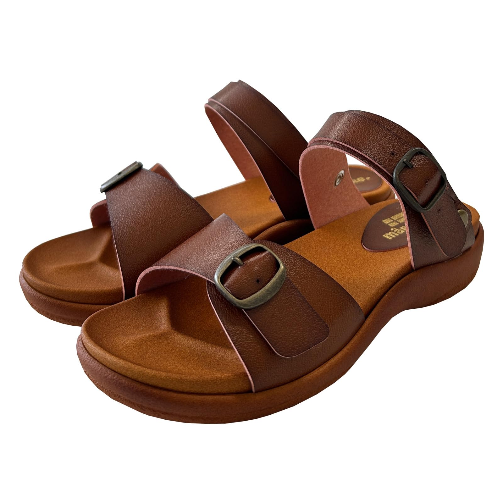 [maRe maRe] maRe maRe Sandals for Women - Comfortable, Fatigue-Free, Made in Japan, Soft Sole, Flat, 2-Way, Ankle Strap, Size L, Camel