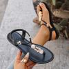 Sandali Piatte da Donna con Perline Casual Clip-Toe Suola Morbida Scarpe da Spiaggia Donna Leggere Scarpe con Elastico Estivo Sandali Leggeri