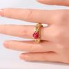 Vintage Inlaid White CZ Women's Ring Dazzling Gold Color Hand Carving Rose Flower Daily Wear Party Jewelry Anniversary Gift