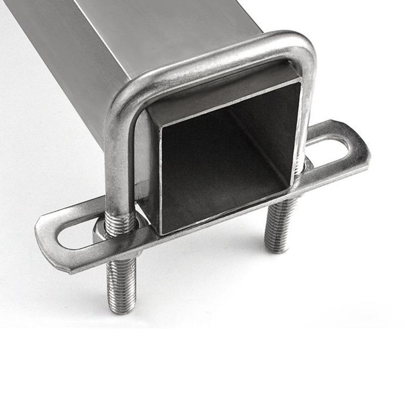 Stainless Steel Square U-bolts Bolt Right Angle Screw Clamp Nuts Plate Bolt Set Clamp Tube Holder Fixed Buckle Fasteners M6/M10