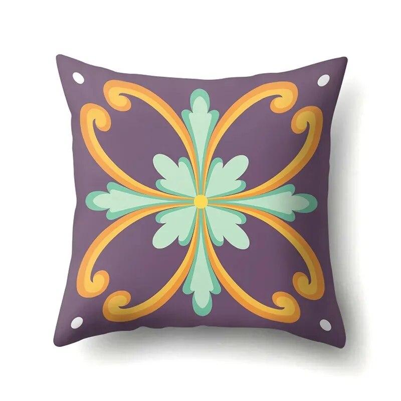 45x45cm Geometric Floral Print Pillowcase Office Chair Living Room Sofa Cushion Cover Bedroom Room Home Decoration