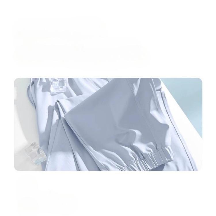 Summer Blue Fit Womens Slim Joggers Ice Silk Sun Protection Sports Pants