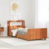 VidaXL Bed Frame with Headboard Wax Brown 75x190 Cm Pine Wood, Bedroom Furniture, Slatted Base, Wooden Bed, 3306485