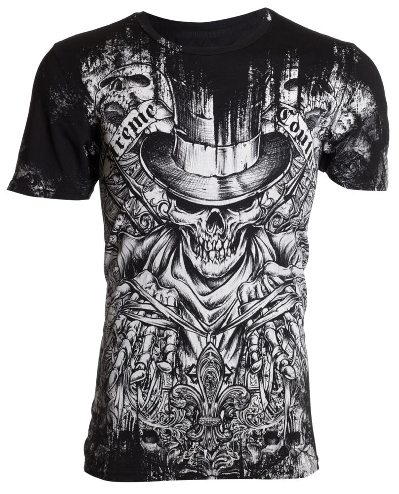 

Черная футболка унисекс Xtreme Couture Affliction с черепом и байкерской татуировкой