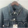 2025 Women Dark Blue Denim Coat Heart Pattern Outerwear Long Sleeve Single Breasted Jacket Spring Female Top Coats