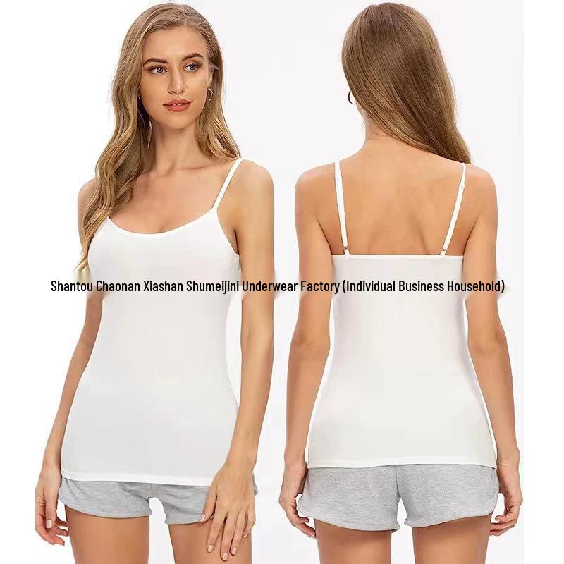 Sleeveless Women's Camisole with Chest Pads - Spaghetti Strap Tank Top, Wire-Free Cup, Ideal As Outerwear Base Layer or Yoga Sportswear