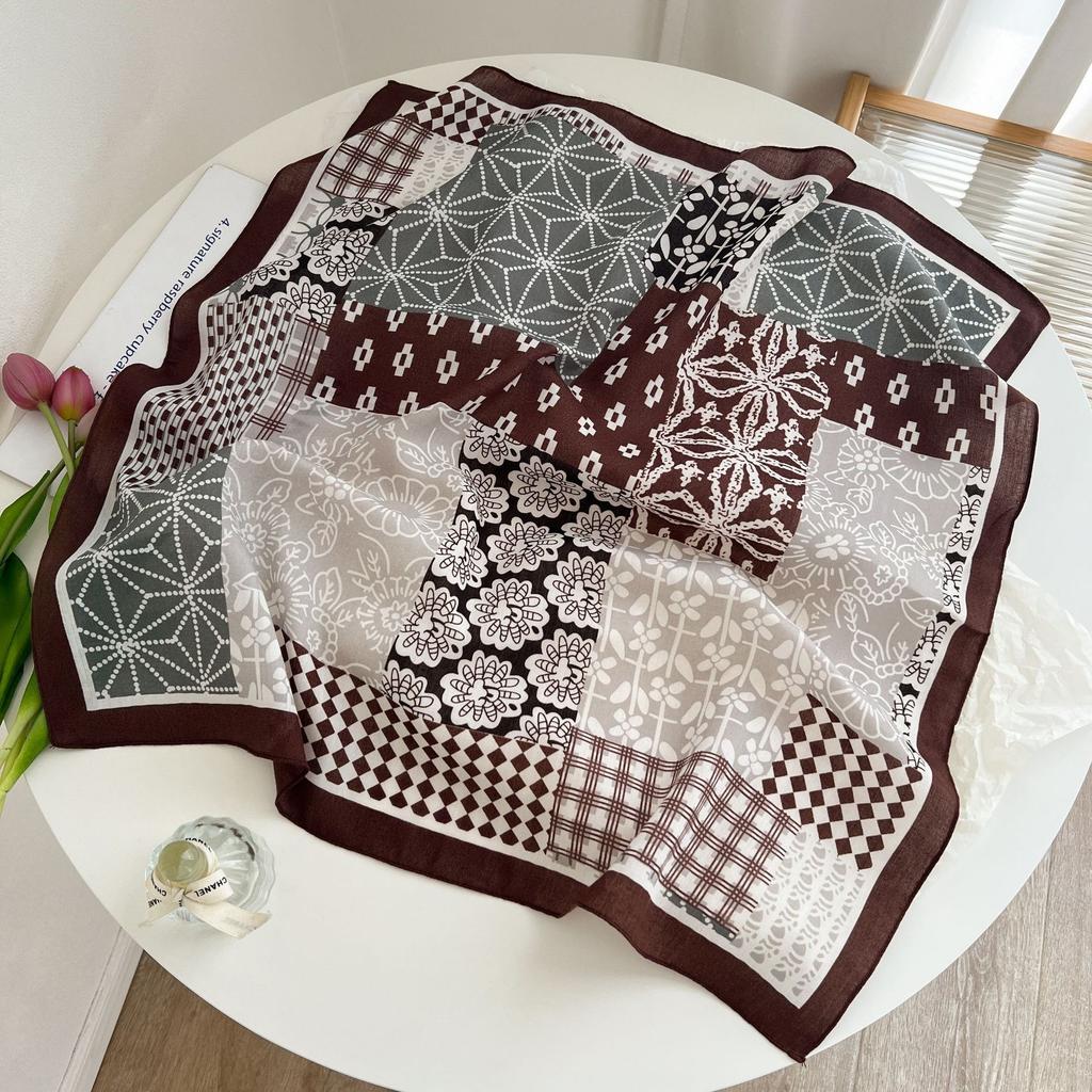 [Collection] Velvet Silk Scarves Women'S Versatile High-End Square Scarves Neck Scarves Spring And Autumn Retro