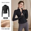 Stand-up collar velvet thickened yoga jacket women's spring outdoor running sports fitness long-sleeved zipper cycling top