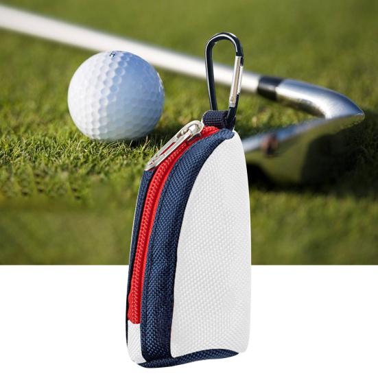 Golf Ball Pouch Compact Zipper Golf Accessory Portable Polyester Mini Bag for Sporting