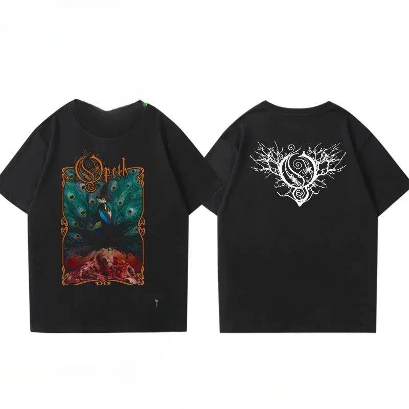 T-shirt Stampata 2026 Vintage Progressive Death Metal per Uomo e Donna Moda Opeth Band Maniche Corte Cotone Streetwear