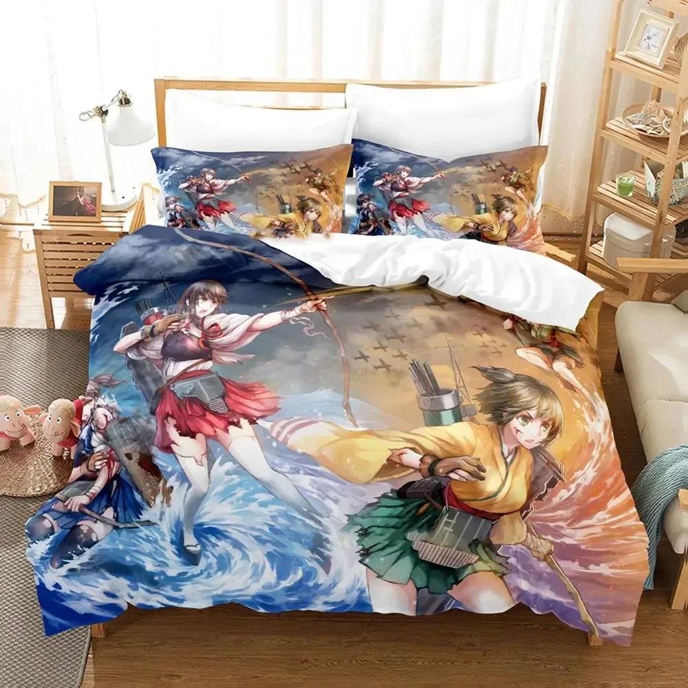 3D Anime Kantai Collection Bedding Set Boys Girls Twin Queen Size Duvet Cover Pillowcase Bed Kids Adult Fashion Home Textiles