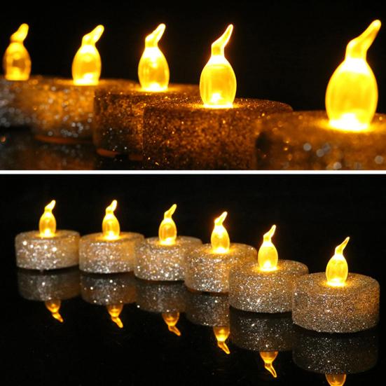 Tea Candle Flameless Smokeless Glitter Lightweight Shining LED Candle Light Christmas Decoration