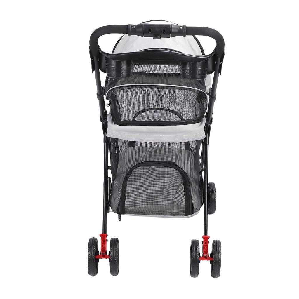 Pet Stroller Folding Cat Stroller 4 Wheels Dog Wagon with Sun Shades and Cup Holder for Travel