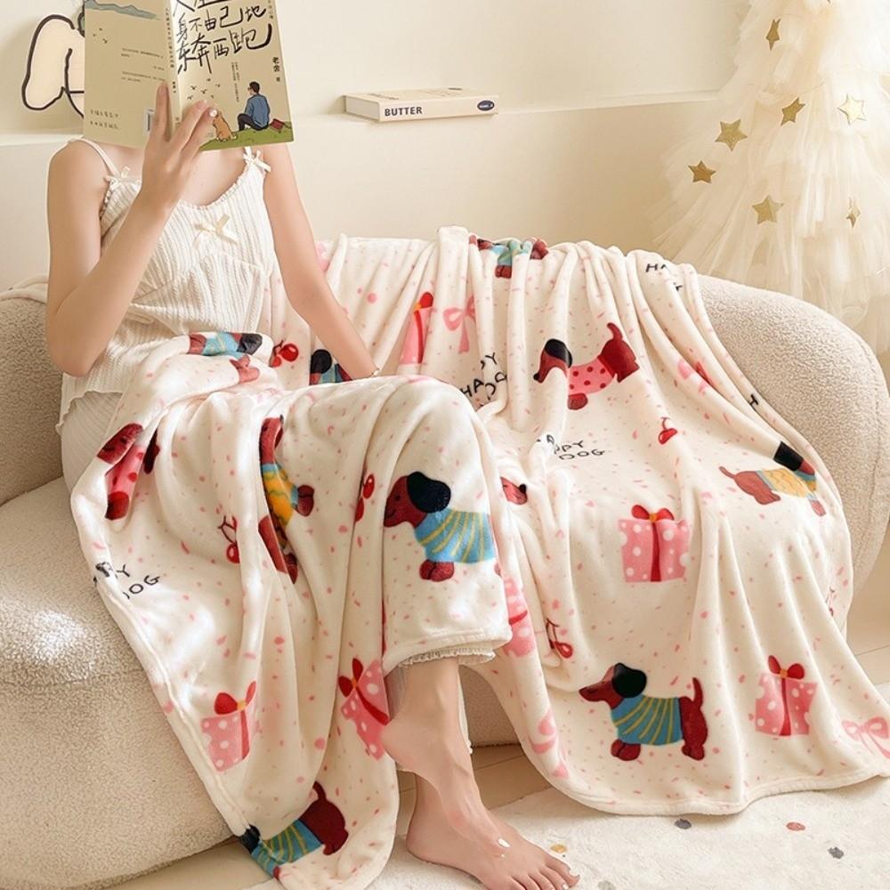 Thickened Christmas Flannel Blankets Warm Soft Fluffy Sofa Cover Bedspread Faux Fur Snowflake Coral Fleece Blanket Spring