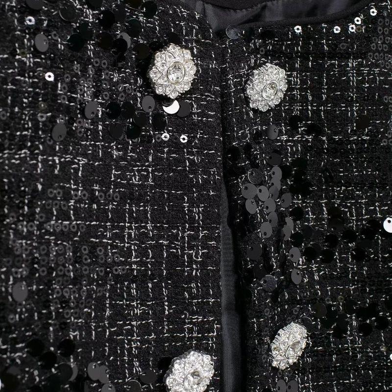 Kaslead New Arrival Women's Clothing Fashion Style Stylish Simple and Versatile Sequin Woolen Drill Buckle Outwear