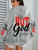Herren Hoodie mit Glaubens-Buchstabenaufdruck BUT GOD Slogan auf dem Rücken & Doppelte Ärmel Grafik Street Hip Hop Sport Lockerer Freizeit Pullover Sweatshirt