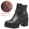 8cm Small Size 32-43 Thick Bottom Motorcycle Boots Women Shoes Winter 2025 Block High Heels Soft Leather Ankle Boots Office Mom
