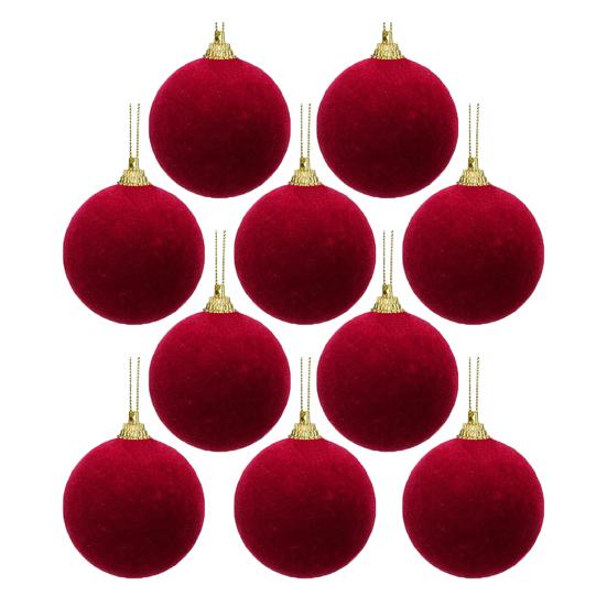 10/20Pcs Christmas Balls Velvet Xmas Tree Hanging Ornaments with Ribbon Weddings Birthdays Home Holiday Decoration