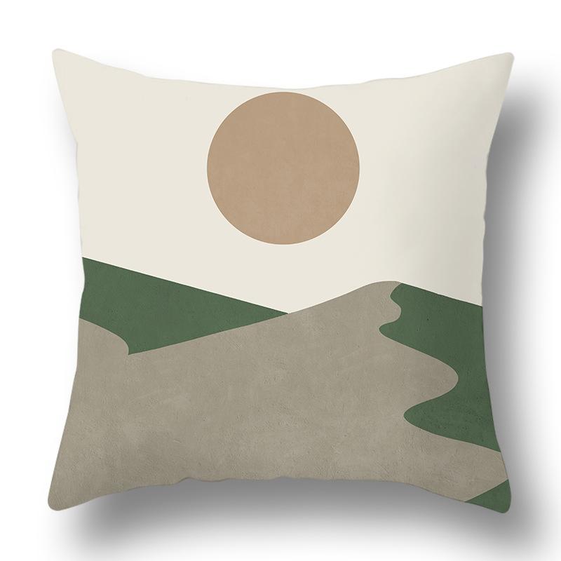 Nordic Abstract Green Geometric Pillowcase Flower Print Home Petal Velvet Pillow Cushion Cover