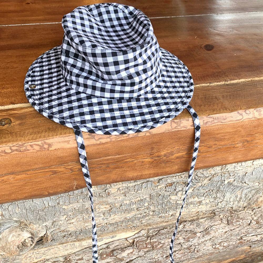 Lattice Western Cowboy Hat Japanese Bucket Hat Fashion Wide Brim Sun Hat Camping