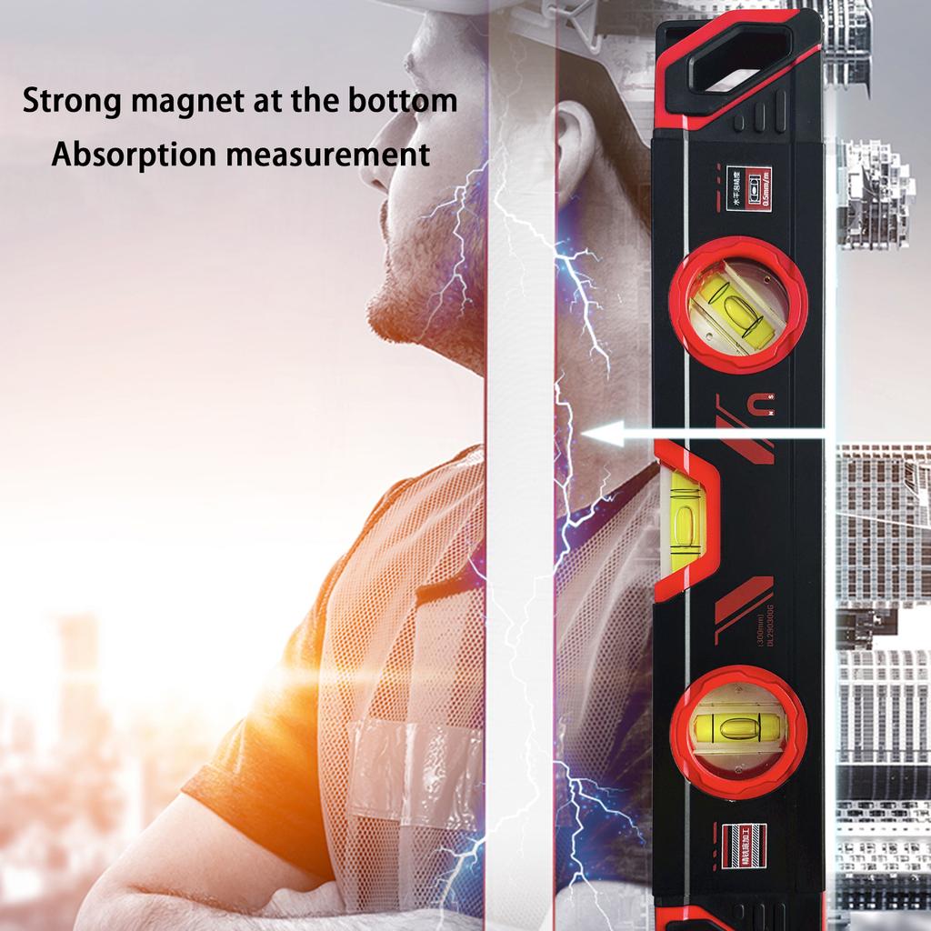 Nivelă magnetică cu bulă de aer, cu 3 fiole, 45°/90°/180° grade, nivelă cu bulă din aluminiu rezistentă la șocuri