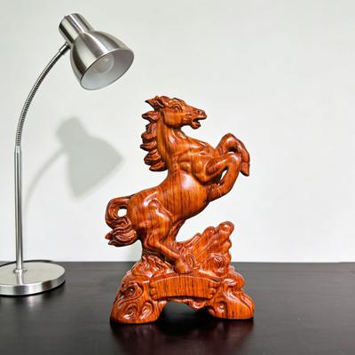 Wooden Carving Horse Horse Resin Sculpture Ornament Fengshui Decoration Statue Collectible Animal Figurine Simulation
