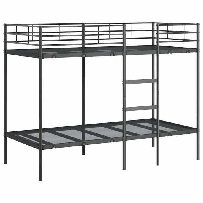 VidaXL Lit superposé sans matelas noir 90x200 cm acier, cadre de lit, sommier, meuble de chambre, lit mezzanine, cadre de 42000322