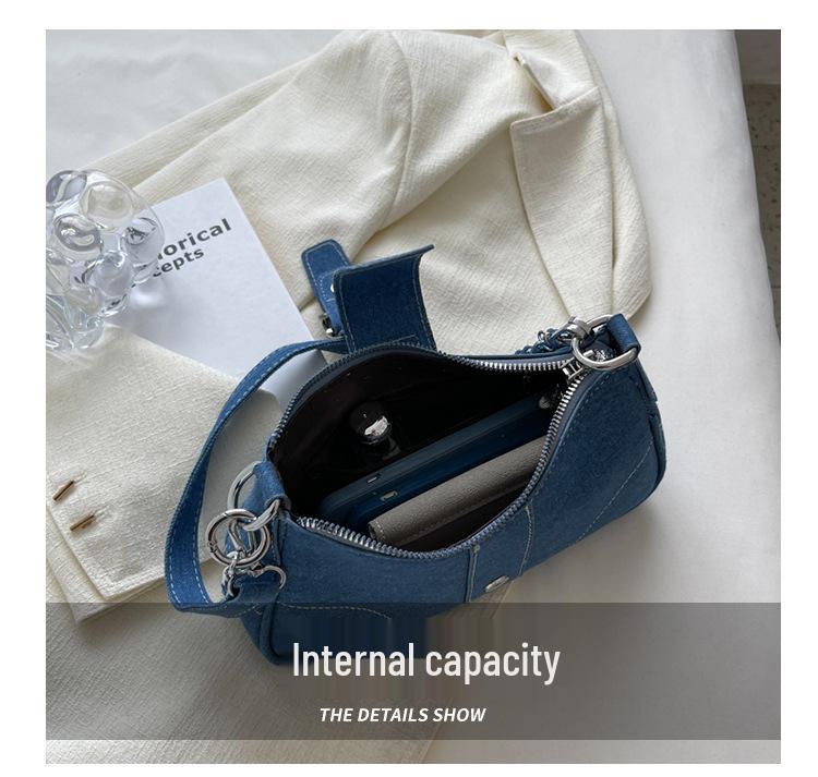 2023 Retro Fashion Women's Denim Chain Crossbody Shoulder Bag – Textured Versatile Underarm Style