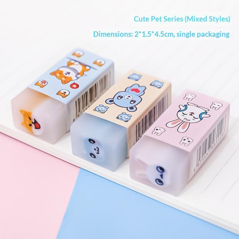Cute Fruit Jelly Pencil Erasers Non-Toxic Soft Fun Animal Food Shaped Erasers for Kids Student School Stationery Gift