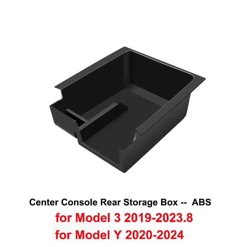 Center Console Organizer for Tesla Model Y 2023 2024 Rear Trunk Side Storage Box Bins Flocking Armrest Hidden Cup Tray Console