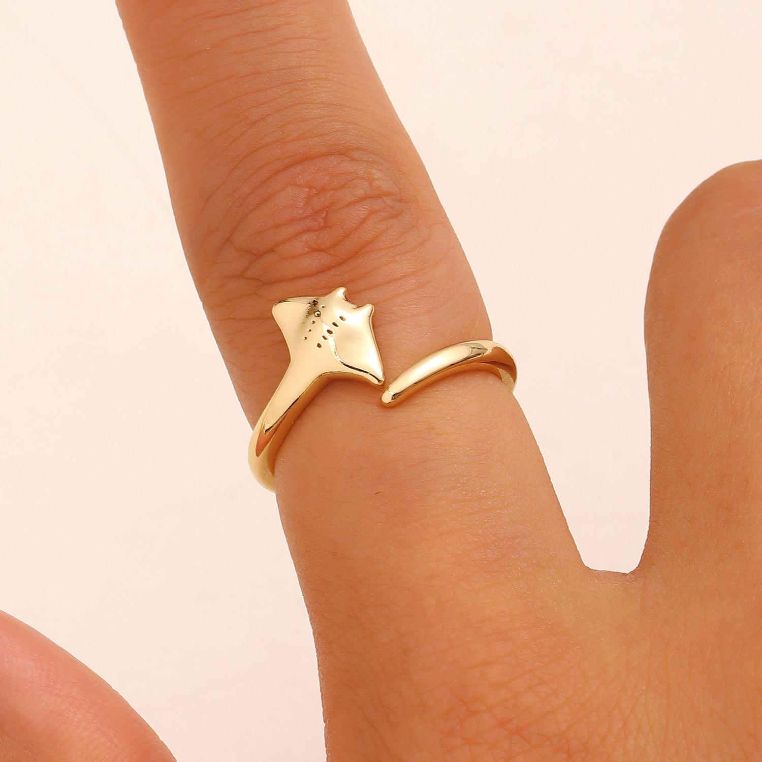 

Fashion Marine Organism Ring Women Gold Copper Color Fish Opening Ladies Finger Accessories Valentine Day Gift Joias resizable золотой