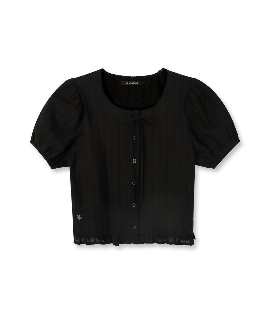VIVACIOUS Melissa Punching Ribbon Blouse - 2Col